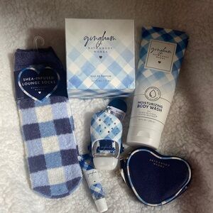 Bath & Body Works Gingham Blue and White Collection